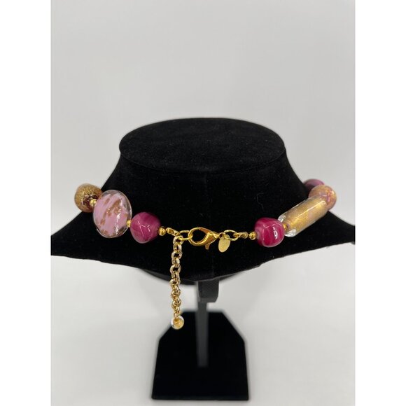 Stauer Rosa Murano Glass Beaded Necklace & Earrings Set With Gold Accents parure - Picture 4 of 16